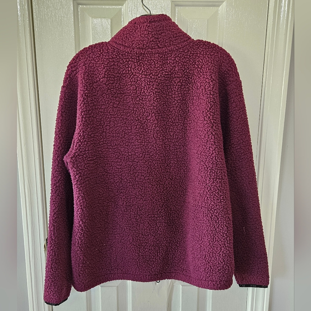 Victoria's Secret Pink Maroon Sherpa Pullover Size Small - Picture 3 of 5